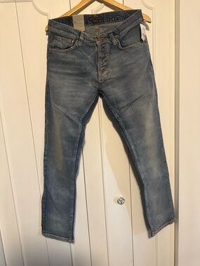 Nudie Jeans grim tim Slim Straight Light worn sonic Denim